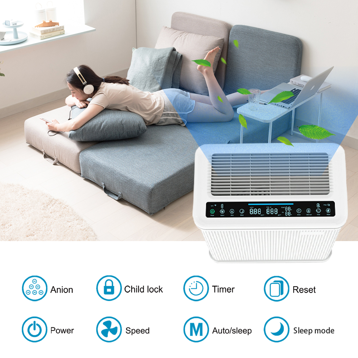 Purificateur d'air HEPA commercial personnalisé avec mode de sommeil