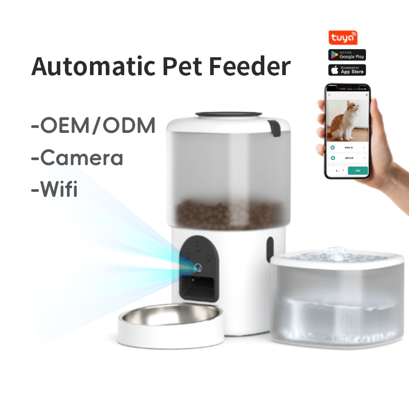 2 po wifi caméra Smart Automatic Cat Faisier chronométrés pour les chats et les chiens Dispensateur de nourriture sèche en acier en acier inoxydable